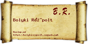 Bolyki Rápolt névjegykártya